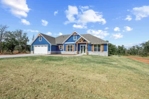 Custom home in Guthrie with blue exterior